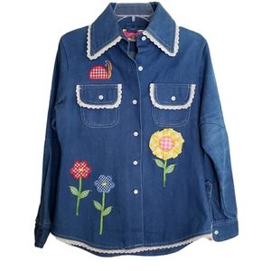 Vintage Ms Pioneer Denim Embroidered  Shirt Jacket